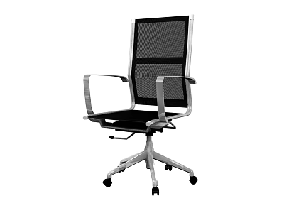Modern Office Chair With Black Mesh Back Silver Armrests And Five Star Caster Base 3d model