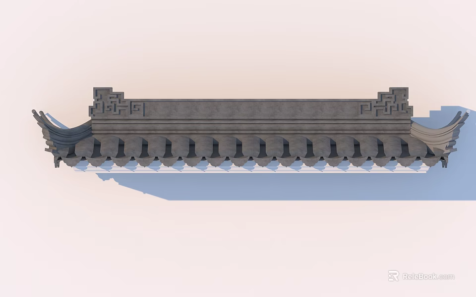 Traditional Chinese Architectural Component With Intricate Carvings Dougong Structure And Gray Finish Design 3d model 
