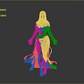 Hooded Woman Barefoot Wearing Dark Robe With Purple Pink Gradient And Outstretched Hands