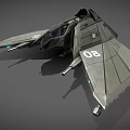 Sleek Dark Gray Inflatable Stealth Fighter Jet Model With Number 08 On Wings 3d model