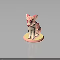 Artistic Pink Spotted Feline Cub Figurine With White Body And Pink Base