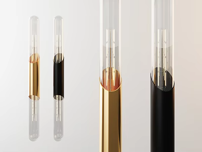 Sleek Modern Wall Lamp Design With Transparent Tube Gold And Black Accents 3d model