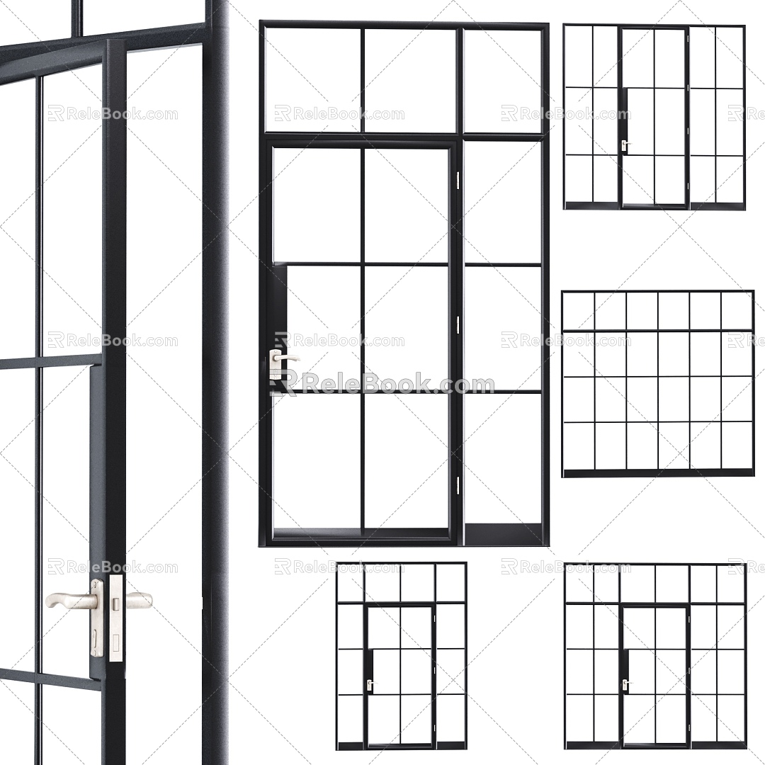 Modern glass window combination modern door and window hardware window glass window 3d model