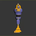 Blue And Yellow Robot Character With Mechanical Arms Legs And Helmet