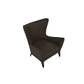 Dark Brown Leather Wingback Leisure Chair With Modern Classic Design And Wooden Legs