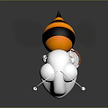 Cartoon Ant Featuring White Head Blue Eyes Orange Black Body Holding Tool And Wooden Bucket