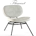 Creamy White Upholstered Leisure Chair With Modern Minimalist Black Metal Frame