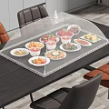 Transparent Food Cover Covering Multiple Plates Of Foods Including Meat Vegetables Soup On Dining Table