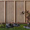 Bamboo fence fence bamboo fence partition plant stone landscaping courtyard sketch Ting step 3d model