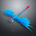 Flying Blue Red Winged 3D Dragon Character With Detailed Mythical Creature Design