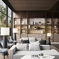 Modern Luxury Sales Office Lounge Space With Large Glass Windows And Comfortable Elegant Furniture