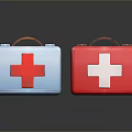 Two Colored First Aid Kits With Red White Crosses And Handles For Home Use