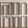 Decorative Geometric Frames in Rectangular and Arched Shapes on Light Wall with Wooden Floor 3d model