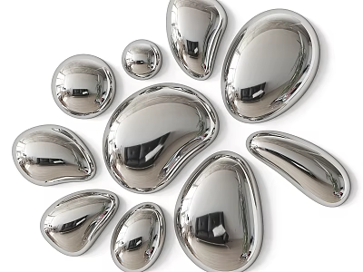 Silver Metallic Irregular Shaped Wall Decor Pieces 3d model