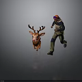 Running Scene With Runner In Red Goggles And Orange Deer