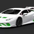 Lamborghini White Sports Car With Green Accents And Sleek Rear Spoiler Design