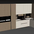 Modern Kitchen Interior With White Beige Cabinets And Black Appliances 3d model