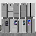 Modern Stainless Steel Refrigerators Featuring Smart Screens And Various Styles 3d model