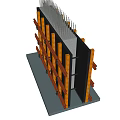 Building Component Structure Featuring Wooden Formwork Steel Supports And Reinforcement Bars 3d model