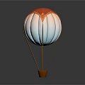 Red And White Hot Air Balloon With Brown Basket And Ropes
