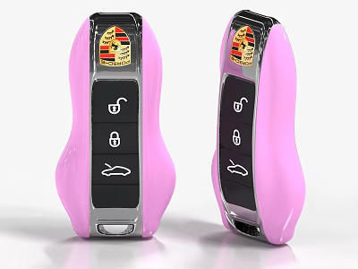 Pink Car Key Covers With Brand Logo And Function Buttons Design 3d model