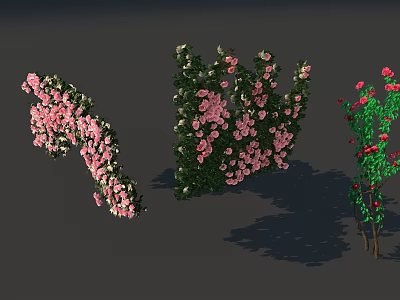 Lush Flowering Vines With Pink And Red Blooming Flowers In Vibrant Bloom 3d model