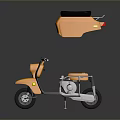 Orange Scooter Design With Black Seat And Modern Body Parts Detailed View