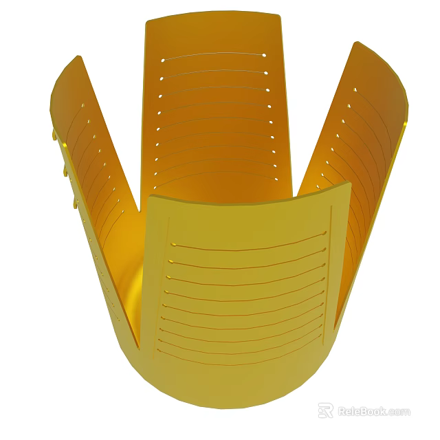 Yellow Striped Plastic Container With Multiple Holes And Curved Structure 3d model 