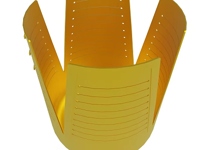 Yellow Striped Plastic Container With Multiple Holes And Curved Structure 3d model