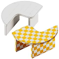 Modern Minimalist Wooden Curved Tables With Walnut Structure And Smooth Surface