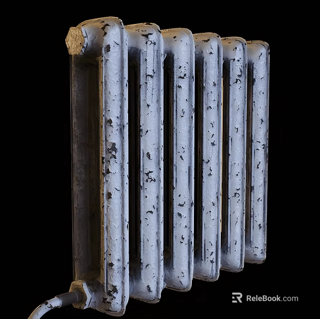 Vintage Metal Handle With Rustic White Finish For Cabinet Doors 3d model 