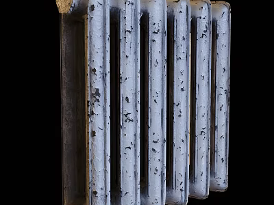 Vintage Metal Handle With Rustic White Finish For Cabinet Doors 3d model