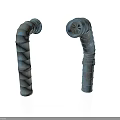 Two Curved Industrial Metal Pipes With Textured Surface And Durable Construction