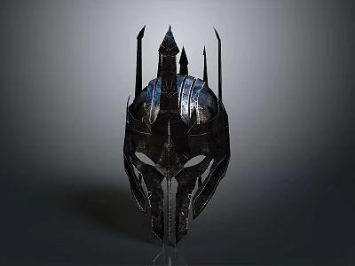 Dark Medieval Spiked Warrior Helmet With Intricate Metal Gothic Design 3d model