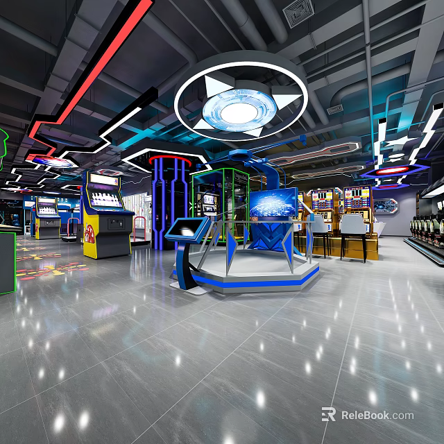 Modern Hi Tech Amusement Park Featuring Interactive Games Colorful Lights And Fun Facilities 3d model 