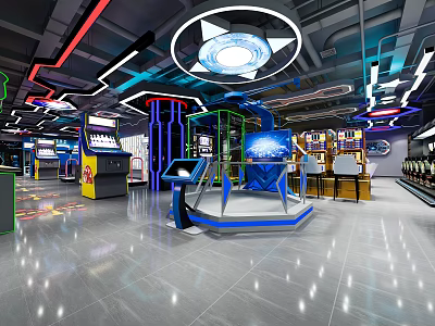 Modern Hi Tech Amusement Park Featuring Interactive Games Colorful Lights And Fun Facilities 3d model