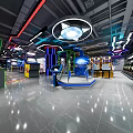 Modern Hi Tech Amusement Park Featuring Interactive Games Colorful Lights And Fun Facilities