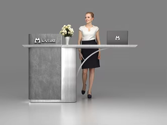Modern good reception desk 3d model