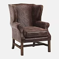 Three Different Brown Leather Armchairs with Tufted Studded Details and Wingback Styles