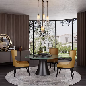 Modern Restaurant Dining Table and Chair 3d model