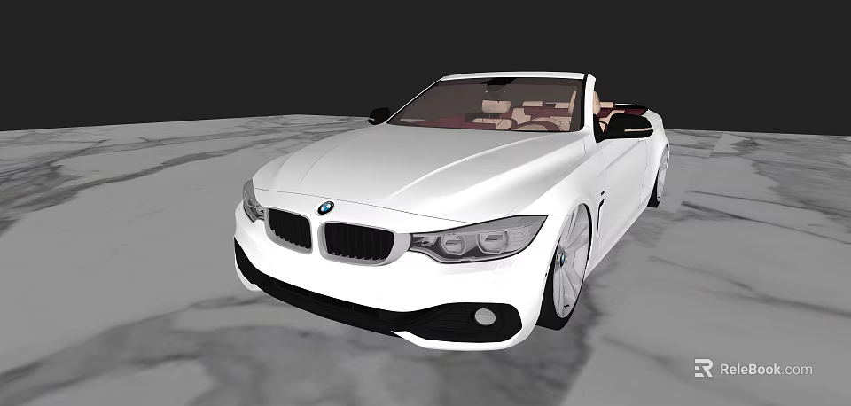 White BMW Convertible With Open Top Brown Seats And Sporty Design 3d model 