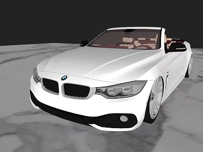 White BMW Convertible With Open Top Brown Seats And Sporty Design 3d model