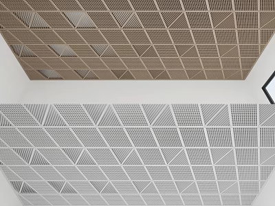 Modern Brown And White Grid Pattern Ceiling Design For Interior Spaces 3d model