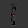 Cartoon Characters In Gray Coats With Red Straps White Hair And Hooded Design