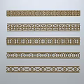 Chinese-style window grilles line silhouette pane window sill border engraved window edge strip construction 3d model