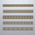 Chinese-style window grilles line silhouette pane window sill border engraved window edge strip construction 3d model