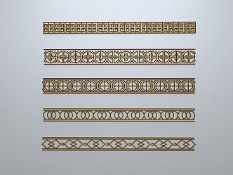 Chinese-style window grilles line silhouette pane window sill border engraved window edge strip construction 3d model