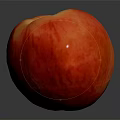 Fresh Ripe Peach With Red And Yellow Smooth Skin On Dark Background