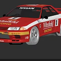 Red Nissan Racing Car With Yokohama Shell Winfield Sponsors And Number 1