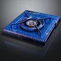 Blue Vintage Gas Stove Kitchen Appliance With Worn Surface And Portable Design